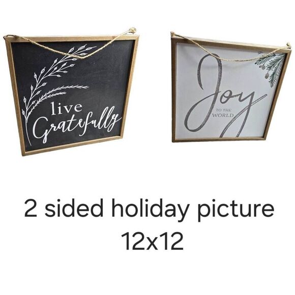 No Brand Other - Fall Winter Decor Reversible Hanging Wall Sign 12x12